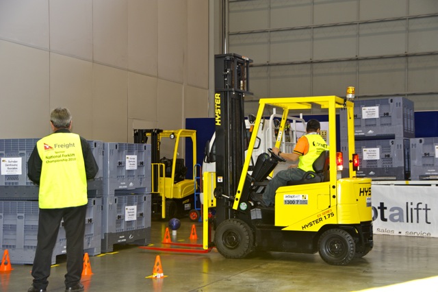 This year's forklift driving championship generated significant interest.