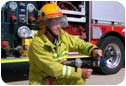 Firefighters and paramedics were called after a forklift burst into flames.<br /><br />PHOTO: QUEENSLAND FIRE AND RESCUE SERVICE