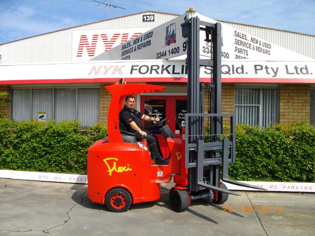NYK Forklifts general manager Phil Singleton with the Flexilift forklift.