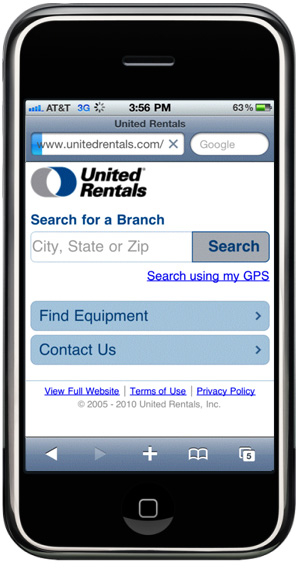 United Rentals has introduced a mobile website.