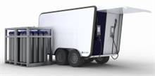 A mobile refuelling station that is used for cars and forklifts.