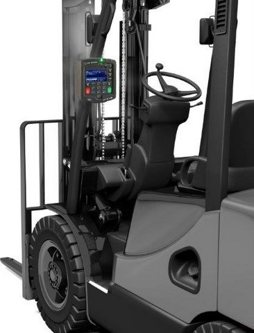 An ID Systems' vehicle management system on a forklift