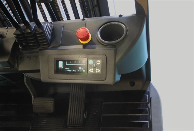 Electric controls allow quick viewing and monitoring of important forklift information