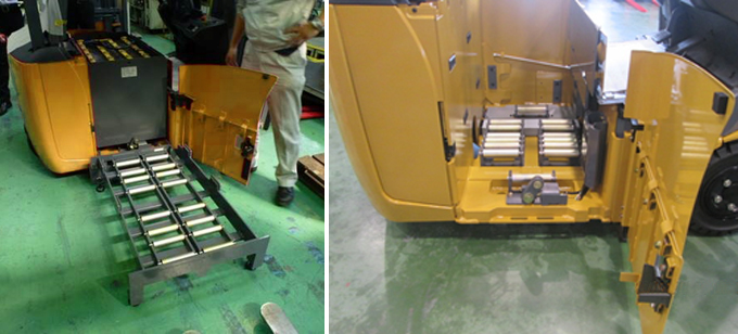 Optional side loading allows easy removal of battery along a roller bed