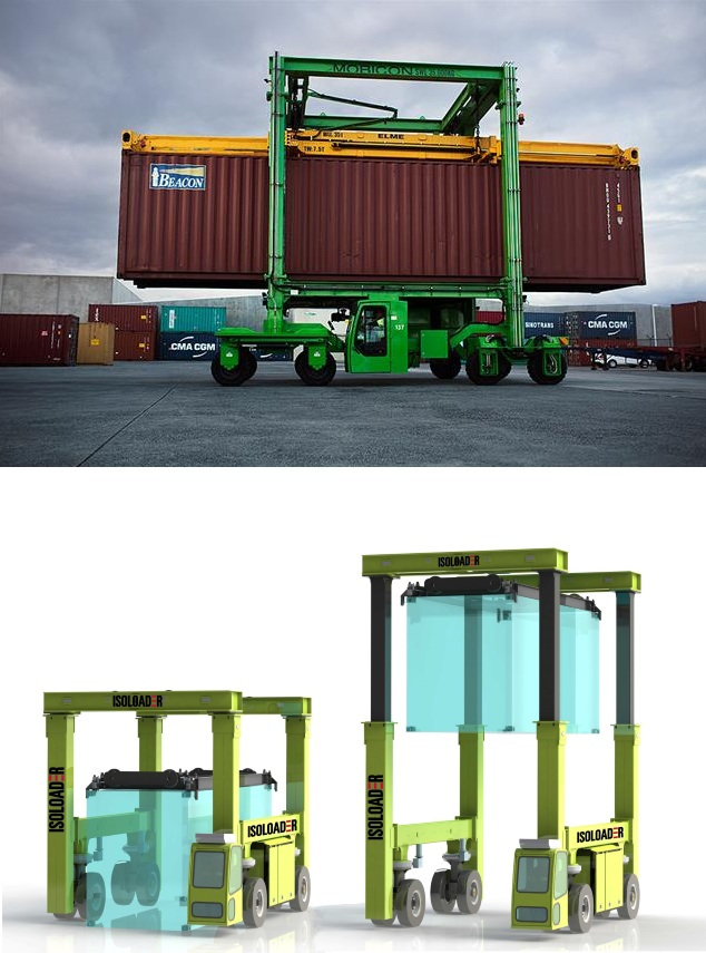 Container solutions from Mobicon (above) and Isoloader (below).