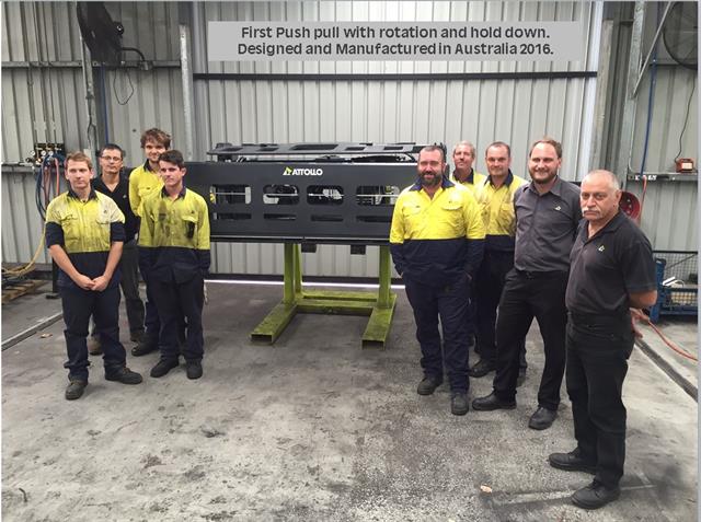 Few of the key Attollo employees involved with the Attachment, including Pat Sheehan (2R) Chief Designer.