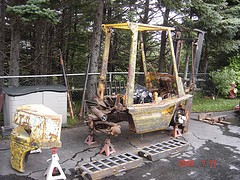 Before restoration work began on the 1985 Toyota forklift.