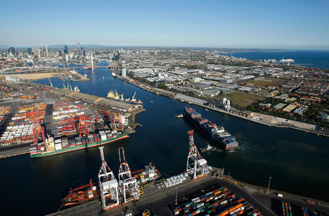 The Port of Melbourne has been ranked among the world's leading container ports.<br /><br />Image supplied courtesy of Port of Melbourne Corporation.