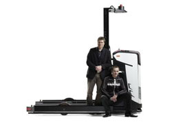 The first generation of Rocla's automated warehouse trucks.