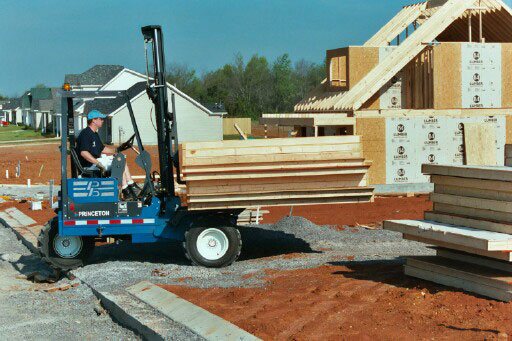 A Princeton forklift delivering pre-fabricated wall panels.