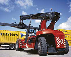 A Kalmar reach stacker.
