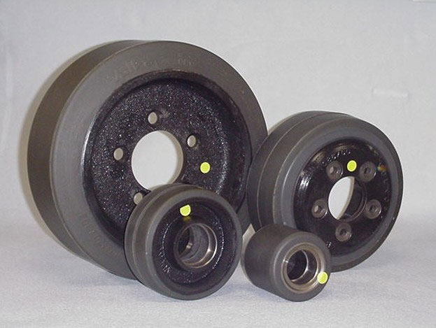 Vulkollan wheels are marked as electrically conductive by a yellow dot.
