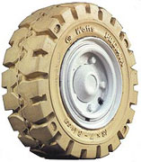 A non marking white Watts Premia tyre.