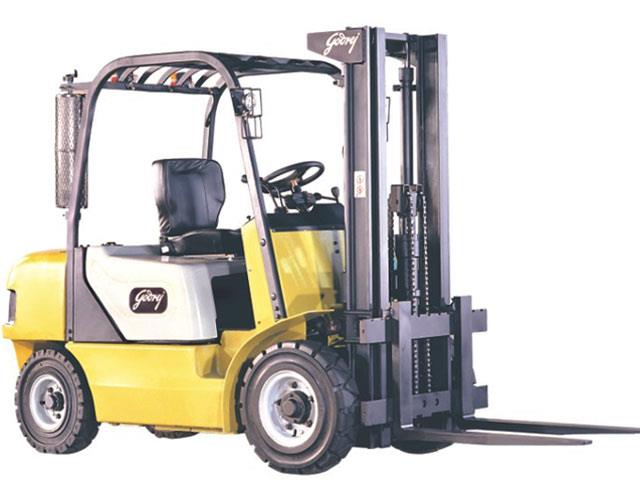 A Godrej diesel forklift.