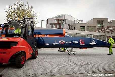 Bloodhound allows sponsors to hire a full-size show car - a 13.5 m long supersonic vehicle.