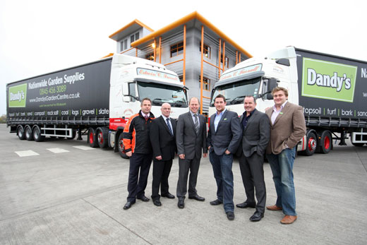 L-R: Dave Holland from Palletforce, Paul Mather and Mike Farrall from Farralls, Adam Dandy from Dandy's, Michael Conroy from Palletforce and Jonathan Bellamy from Dandy's.