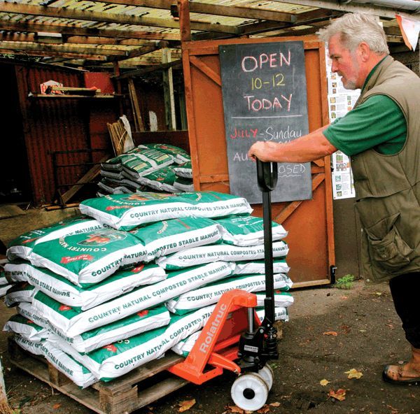 Traditional wheelbarrows at an allotment have been replaced with a BT Lifter hand pallet truck.