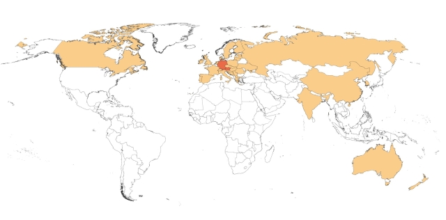 Countries where RAEDER-VOGEL® is represented by a trade partner are marked in light orange