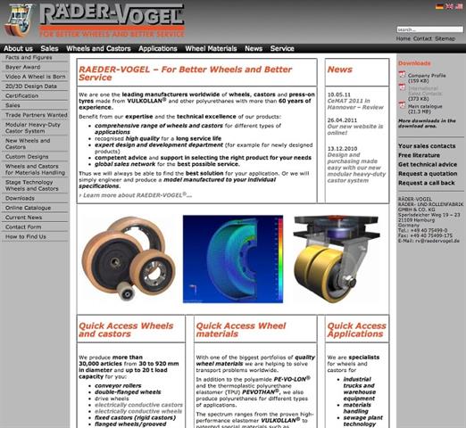 New website www.raedervogel.de. Click for larger image.