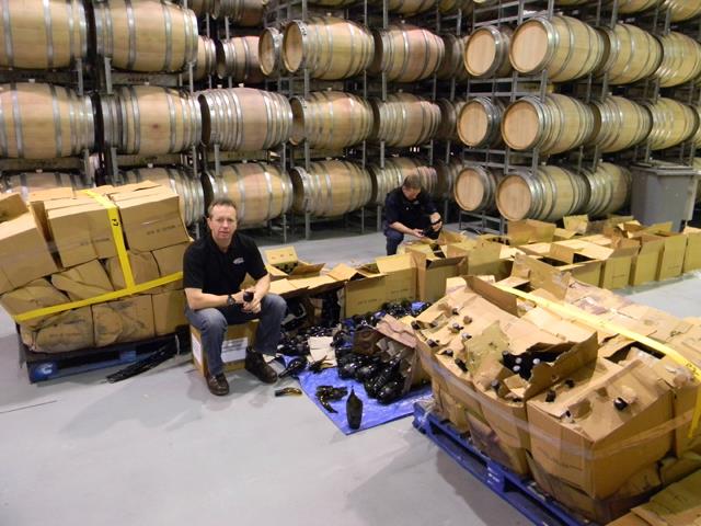 CEO of Mollydooker Wines, Sparky Marquis surveys the remnants of his finest red.<br /><br />PHOTO: MOLLYDOOKER WINES