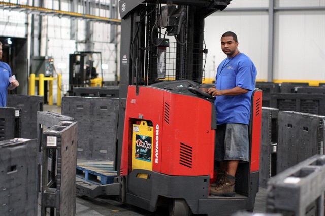 Anthony Maldonado of Dot Foods' Vidalia, Georgia warehouse in narrow-aisle competition