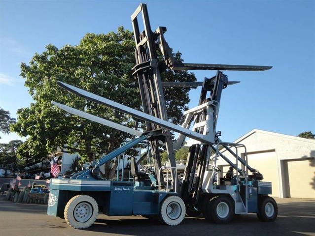 The new M2000S forklift (right) and the older M2000