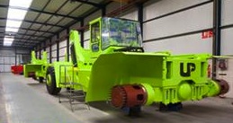 An Up Lifting reach stacker main frame on the assembly line