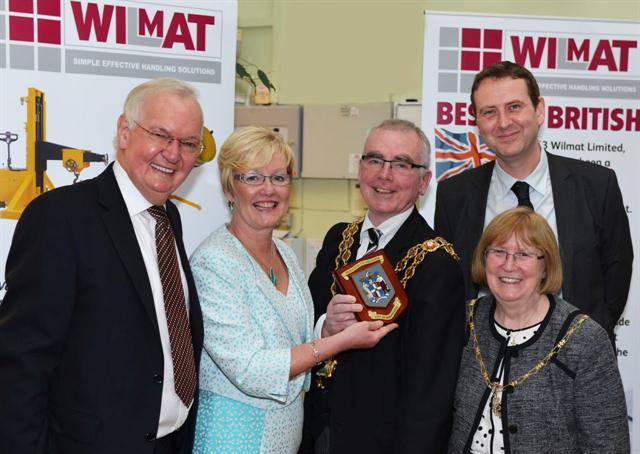 Teresa Hands, Wilmat managing director, receives a commemorative plaque from the Lord Mayor of Birmingham, Councillor Mike Leddy and Lady Mayoress Pauline Leddy watched by Roger Williams and Andrew Capella.