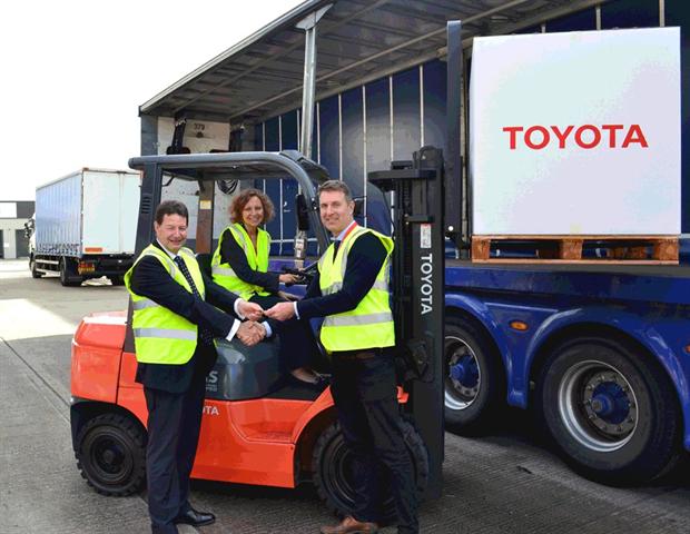 (L-R) Tony Wallis, Toyota's sales and marketing director; Aggie Krasnolucka-Hickman, Toyota's head of marketing & communications; and Sam Clark Programmes, Transaid's support manager.