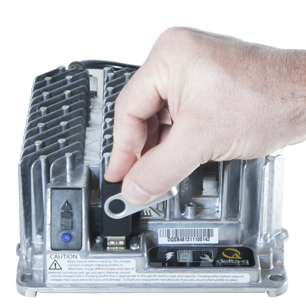 The IC650 Charger has a USB host port, allowing future updates to charger software, charge profiles and CAN bus programming to be implemented by inserting a pre-programmed USB flash drive - Click for larger view.