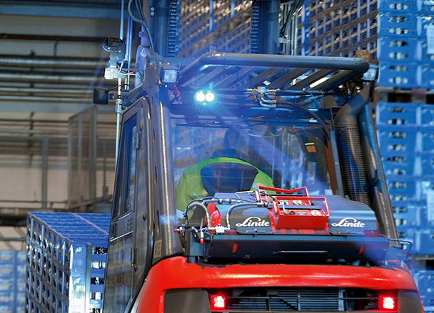 The BlueSpot system provides a highly visible driving path warning device.