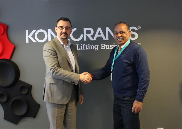 (L-R) Lars Fredin, head of forklifts and vice president of Konecranes, with AV Pandian, director of Portrucks Equipment Pvt Ltd.
