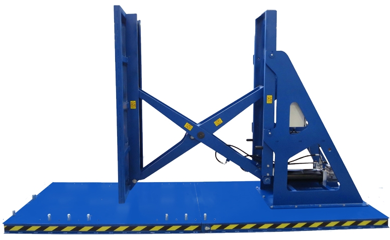 The Stationary Pallet Changer, for transferring goods from wooden pallets to plastic pallets or vice-versa. Click for larger view