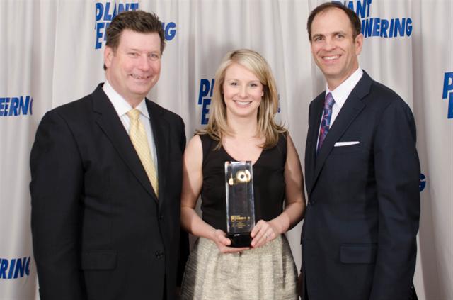 Plant Engineering editor Bob Vavra, Yale representative Julia Boisvert and CFE Media publisher Jim Langhenry