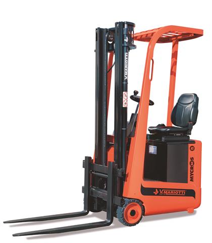 The new generation Mariotti compact electric rider forklift.
