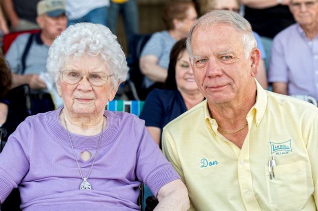 Vera Landoll, almost 98, and her son, Don