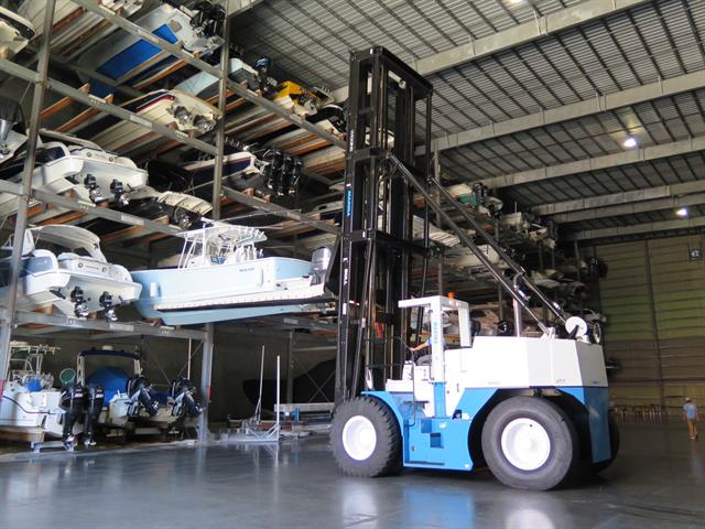 Massive marina forklift goes to work