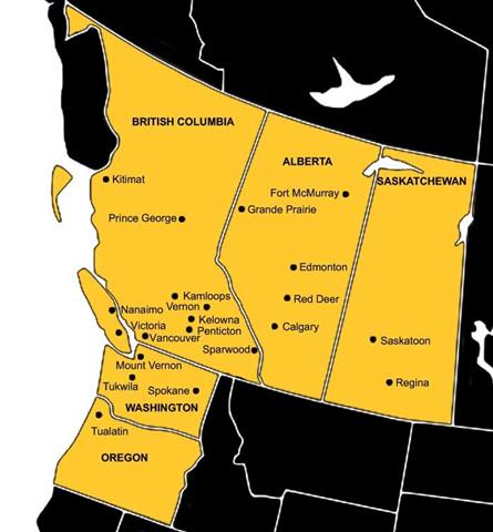 Leavitt Machinery locations, click for larger view.