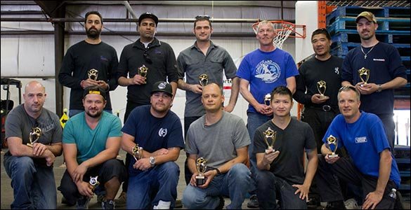 From left, front: James Ralphs, Mike Adamski, Corey Steele, Shane Donald, Alex Lam and Eric Symons. Back: Rajender Sohi, Nav Mander, Rui Paiva, Randy Langwell, Gary Siu and Chris Bronson.