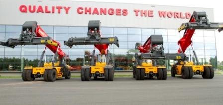 SANY's Reachstacker range outside their German Headquarters.