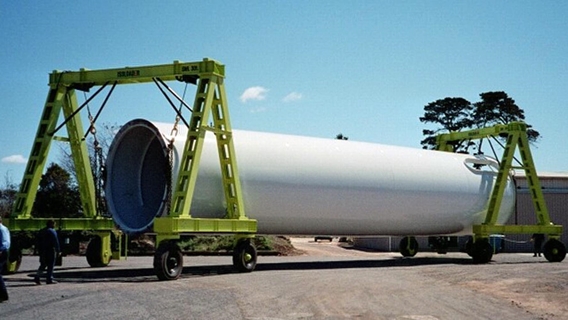 Isoloader dual RTG's carrying Wind Towers, Tasmania.