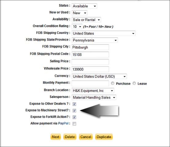 Every machine you add to your showroom can be instantly included in the Forkliftaction Marketplace.