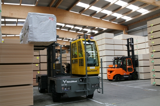 Baumann sideloaders, Doosan counterbalance trucks, JCB Workmax site vehicles and Nilfisk cleaning equipment have been delivered to Metsä Wood.