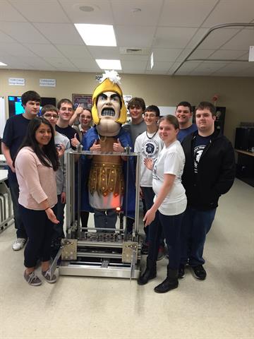 Students from the Career Magnet School in Chambersburg, Pennsylvania, created a robotic forklift that performed well against the competition during the Greater Pittsburgh Regional Robotics Competition.