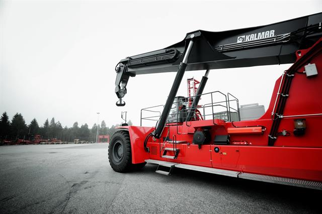 The Kalmar Super Gloria reach stacker.