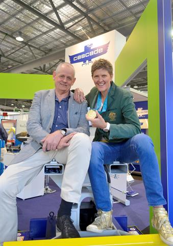 Cascade general manager Mike Slobe with Natalie Cook