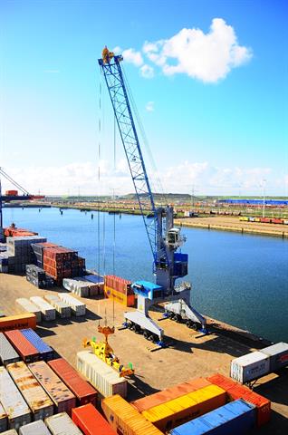 The portal crane in action