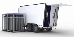 A H2 Logic mobile refuelling station that is used for cars and forklifts.