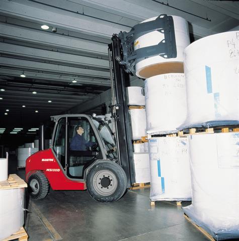 A forklift with a clamp