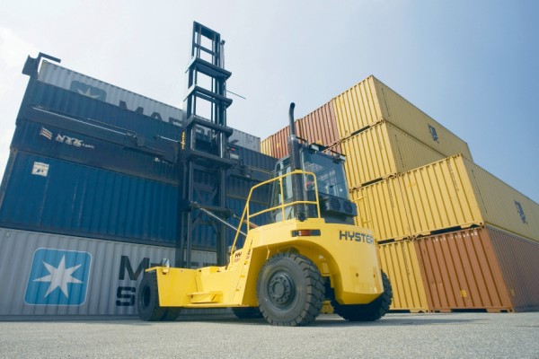 A Hyster empty container handler at work.